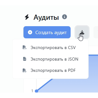 Скриншот функций экспорта в CSV, PDF и другие форматы